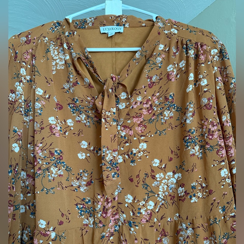 Luxology Floral Mustard Dress